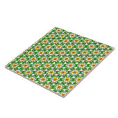 Carreau Moderne Floral Géométrique Abstrait Jaune Vert (Côté)