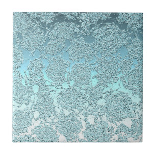 Carreau Moderne Floral Lumière Motif vert Turquoise