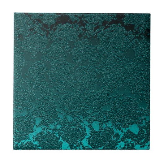 Carreau Moderne Floral Turquoise Vert foncé Motif (Devant)