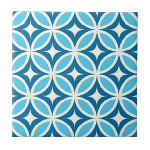 Carreau Moderne géométrique de milieu de siècle Bleu marin