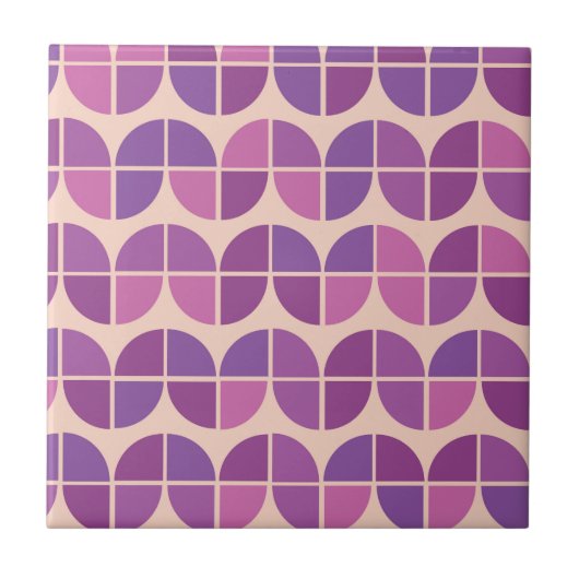 Carreau Moderne Géométrique Rose Violet Milieu de Siècle  (Devant)