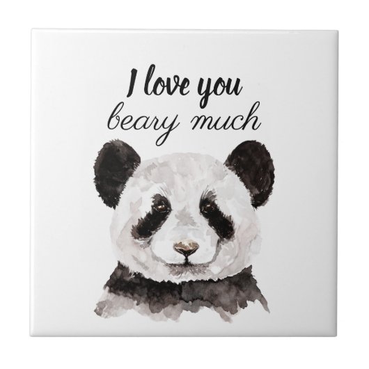 Carreau Moderne Je T'Aime Beary Beaucoup Panda Noir Et Bla (Devant)