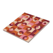 Carreau Moderne milieu de siècle Demi cercles Rose orange (Côté)