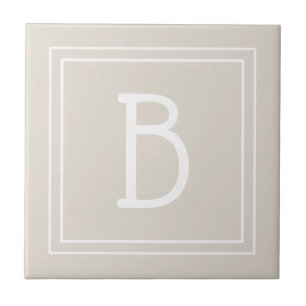 Carreau Moderne modèle d'initiale monogrammée marron clair