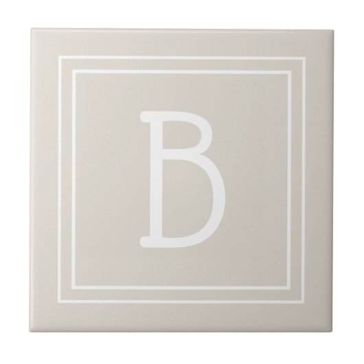 Carreau Moderne modèle d'initiale monogrammée marron clair (Devant)