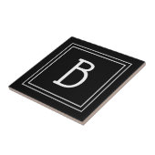 Carreau Moderne Monogramme Noir & Blanc Initial Simple (Côté)