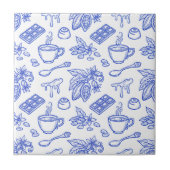 Carreau Moderne motif de toile bleue Cacao et chocolat (Devant)
