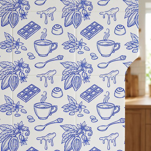 Carreau Moderne motif de toile bleue Cacao et chocolat