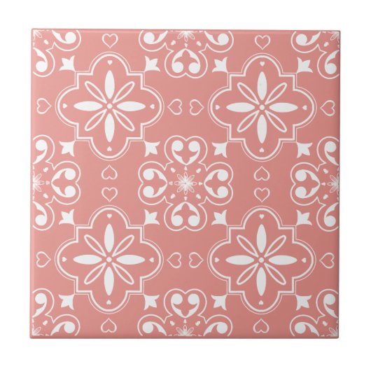 Carreau Moderne Motif méditerranéen Design Coral rose (Devant)