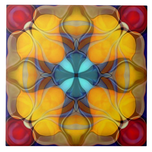 Carreau Moderne, ornemental, élégant, jaune, turquoise, ro (Devant)