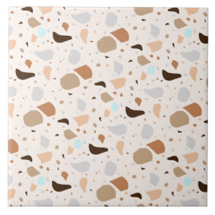 Carreau Moderne Retro Terrazzo Pierre Bleu Brown Mix Motif