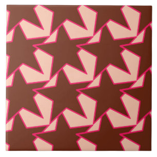 Carreau Moderne Star Géométrique - chocolat et pêche