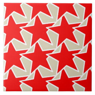 Carreau Moderne Star Géométrique - rouge profond et taupe