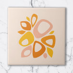 Carreau Moderne Stylisant Pêche Marigold Jaune Abstrait<br><div class="desc">Abstrait moderne du milieu du siècle. Il présente une série de formes organiques avec une belle palette de couleurs. Cette conception s'ajoutera à tout décor de maison. Parfait pour les amateurs de style rétro et vintage. C'est aussi un grand cadeau pour Anniversaire et Noël.</div>