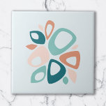Carreau Moderne Stylish Peach Saumon Turquoise Motif Abstr<br><div class="desc">Abstrait moderne du milieu du siècle. Il présente une série de formes organiques avec une belle palette de couleurs. Cette conception s'ajoutera à tout décor de maison. Parfait pour les amateurs de style rétro et vintage. C'est aussi un grand cadeau pour Anniversaire et Noël.</div>