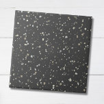 Carreau Moderne tendance Grey Terrazzo Motif<br><div class="desc">Ce carrelage en céramique présente un motif en terrazzo avec de minuscules taches dans les teintes terreuses sur un arrière - plan gris foncé. Customisez-le avec votre propre jeu de couleurs en cliquant sur Modifier la conception.</div>