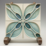 Carreau Moderne Turquoise Taupe Abstrait<br><div class="desc">Cette céramique contemporaine captive par son design abstrait fluide, un mélange harmonieux d'art moderne et de fonctionnalité. Il présente une série de formes courbes dans une palette apaisante de turquoises, allant de la mer douce au bleu profond de l'océan, élégamment bordée de lignes taupe contre un arrière - plan beige...</div>