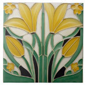 Carreau Moderniste Art Nouveau Fleurs Tulipes Jaunes (Devant)