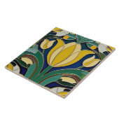 Carreau Moderniste Art Nouveau Tulipe Jaune (Côté)