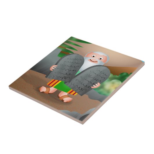 Carreau Moïse et l'histoire de bible de Dix commandements (Côté)