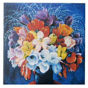 Carreau Moise Kisling, Bouquet de Tulipes,