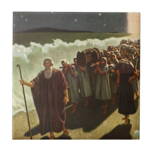 Carreau Moïse traversant la mer Rouge, Religion Vintage