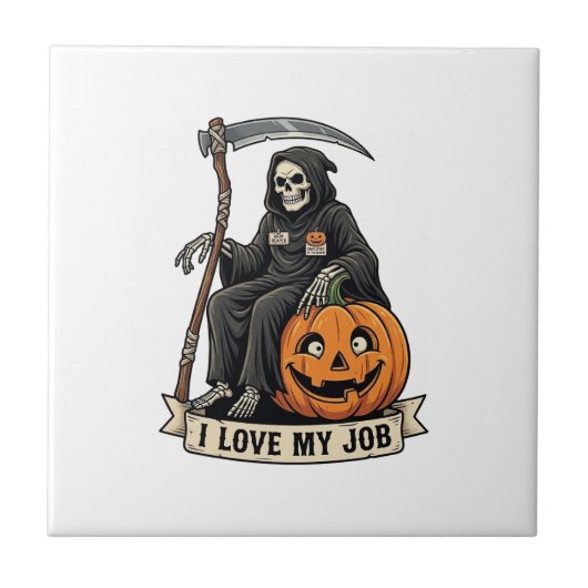 Carreau Moissonneur de l'amour Emploi Faucheuse Halloween (Devant)