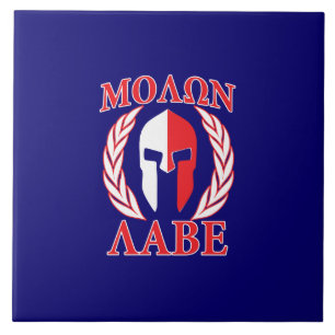 Carreau Molon Labe Spartan Mask Laurels Marine Blue