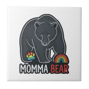 Carreau Momma Bear Arc-en-ciel Design de T-shirt avec Grav