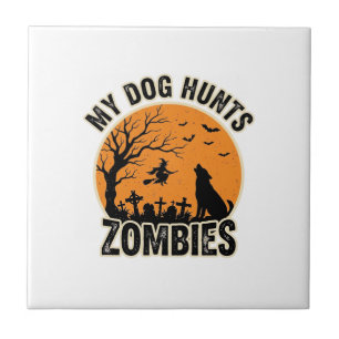 Carreau Mon chien chasse les zombies conception de chien H