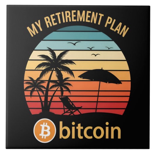 Carreau Mon Plan de Retraite Bitcoin Plage Coucher de Sole (Devant)