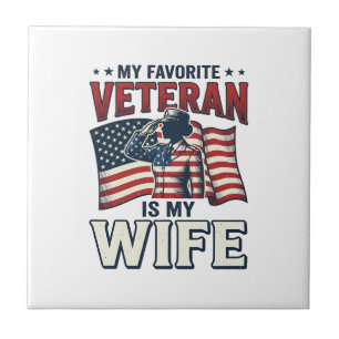 Carreau Mon vétéran préféré est ma femme Chemise patriotiq