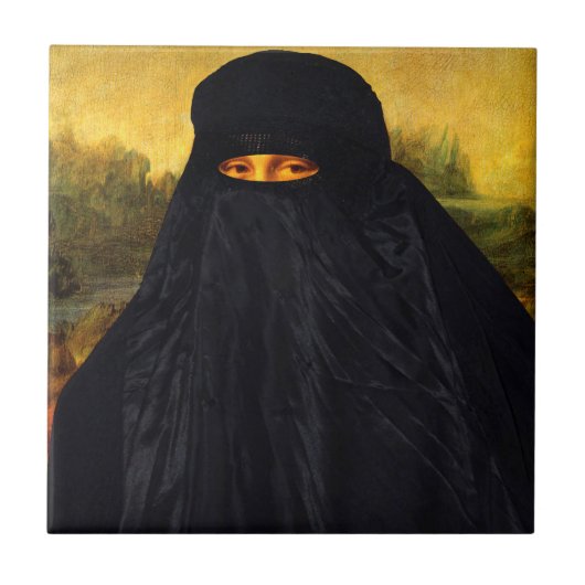 Carreau Mona Lisa cachée derrière la burqa (Devant)