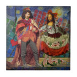 Carreau Mona Lisa Romantic Funny Art coloré<br><div class="desc">Cette merveilleuse invitation prend des éléments de la Mona Lisa et de Van Gogh's Starry nuit pour faire un thème mariage exceptionnellement unique et fantasque stationnaire pour une invitation, merci, numéro de table, et plus encore! Mona Lisa - Cette image présente la Mona Lisa avec son homme, dansant dans la...</div>