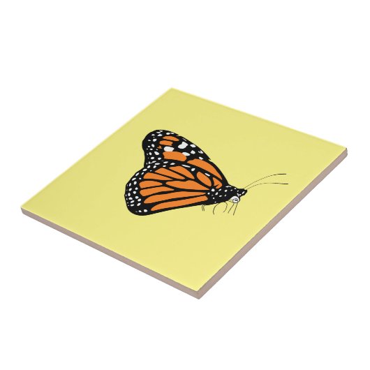 Carreau Monarque Papillon Illustration orange et jaune (Côté)