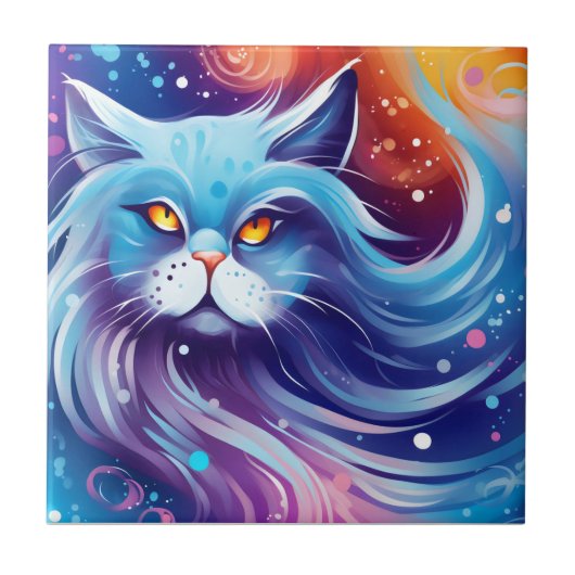Carreau Monde abstrait de couleurs de chat de rêve (Devant)