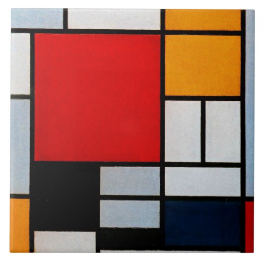 Carreau Mondrian - Composition avec grand plan rouge (Devant)