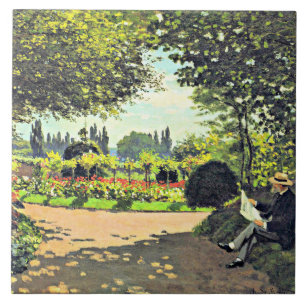 Carreau Monet - Adolphe Monet Lecture dans le jardin