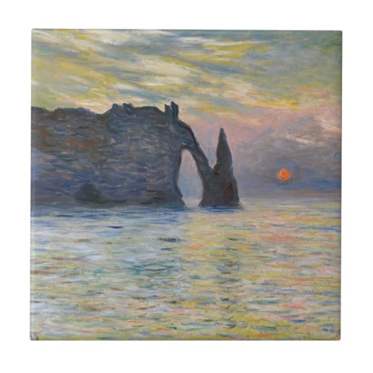 Carreau Monet - Le Manneport, Falaise à Etretat, coucher d (Devant)