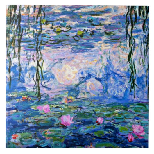 Carreau Monet - Lys à eau (rose) 1919 célèbre peinture (Devant)