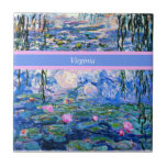 Carreau Monet - Lys d'eau 1919 modèle<br><div class="desc">Claude Monet célèbre peinture,  Water Lilies,  1919,  modèle,  prêt à personnaliser. Insérez votre propre nom/texte à la place de Virginie.</div>