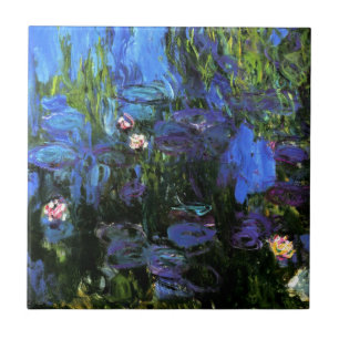 Carreau Monet : Nymphes d'eau, indigo bleu