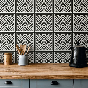 Carreau Monochrome graphique Art déco noir et blanc