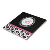 Carreau Monogram Fleur de Lis Tile personnalisé (Côté)