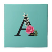 Carreau Monogram Initial Letter A dans le rose blanc (Devant)