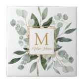 Carreau Monogram Watercolor Tropical Green Leaves (Devant)