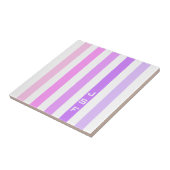 Carreau Monogramme à bandes verticales violettes et roses (Côté)