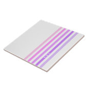 Carreau Monogramme à bandes verticales violettes et roses (Côté)