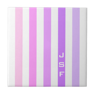 Carreau Monogramme à rayures verticales rose et violet