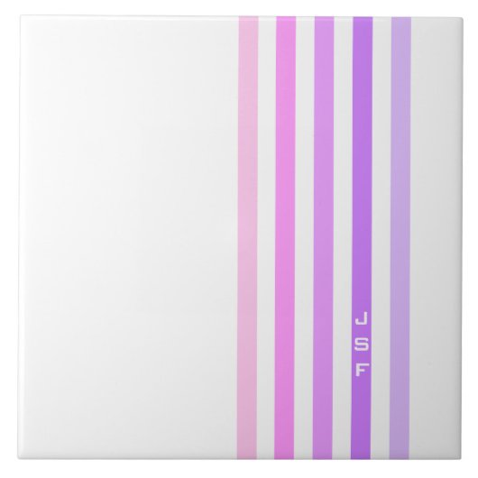 Carreau Monogramme à rayures verticales rose et violet (Devant)